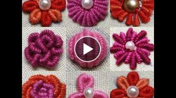245-Different type of flowers with bullion knot stitch with subtitles(Hindi/Urdu)