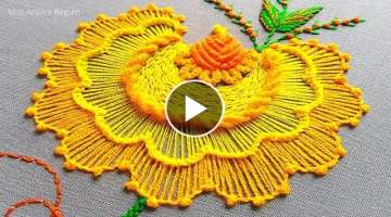 Yellow Embroidery Flower, Different Embroidery Flower, Shiny Embroidery Work, Embroidery lover-24...
