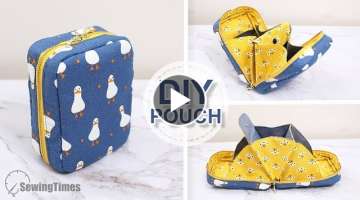 MULTI POCKETS POUCH DIY | Awesome Pouch Bag Tutorial & Sewing Pattern [sewingtimes]