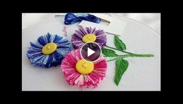 Hand Embroidery: Easy trick to make fluffy flowers | Artesd'Olga