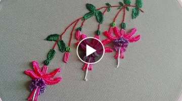 Amazing embroidery * How to embroider fuchsia * Brazilian flower embroidery #malina_gm