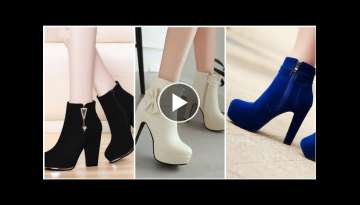 Rhinestone and Bow Ankle Boots High Heels Women Shoes Fall|Winter