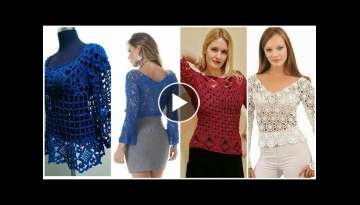 Trendy fashion hand knitted crochet lace flower chunky vest blouse dress design for women fashion