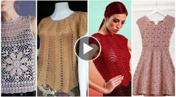 Stylish crochet knitting lace up blouse and top dresses design