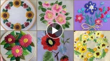 Multi Colors Hand Embroidery Flowers Patterns Designs Ideas