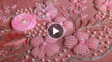 Organza ribbon embroidery ideas/ Sugar beads embroidery