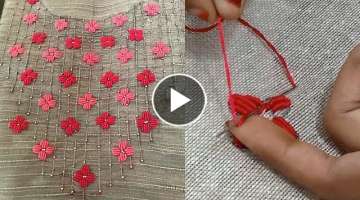 hand embroidery bullion knot stitch | normal needle stitch | embroidery designs on kurti | #238