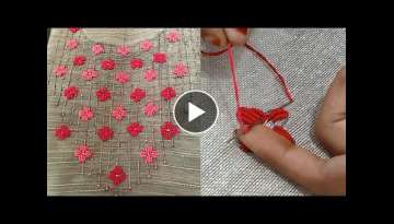 hand embroidery bullion knot stitch | normal needle stitch | embroidery designs on kurti | #238