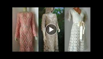 Vintage crochet cotton lace dresses pattern for ladies #shortvideo