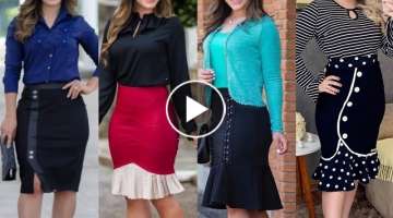 most stylish Western style fish tail mini skirt with blouse design for girls