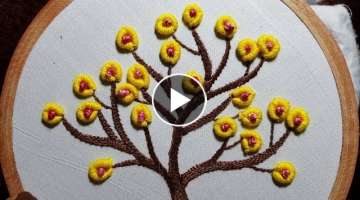 How to make hand embroidery // bullion knot embroidery stitch flower 2018 design