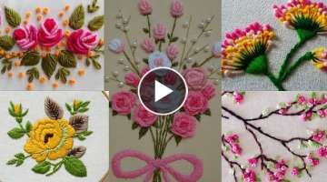 Amazing Hand Embroidery Rose flower design | Bead Stitch Flower Embroidery | Easy Woolen Flower I...