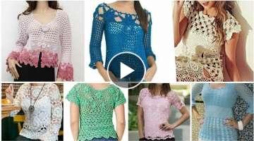 Top Trendy Fancy Crochet knitted doily lace pattern women fashion blouse dress/Boho crochet top v...