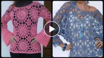 Crochet Seethrough flower Sequence tops/Fashion tops for women to style dresses