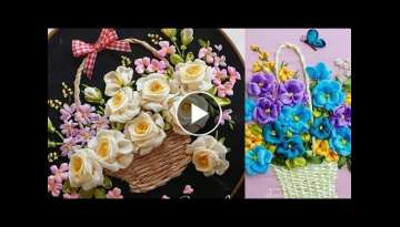 Latest silk Ribbon Embroidery collections, ribbon embroidery making ideas, embroidery wall hangi...