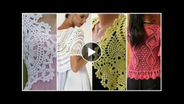 Trendy designer crochet knitted hair pin lace flower shurg design, short blouse for summer seassi...