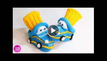 How to knit easy baby booties for beginners, car baby shoes, boots, socks knitting in Hindi, 6-1y...