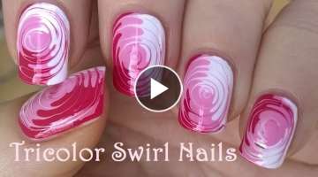 TOOTHPICK NAIL ART #2 / Easy Tricolor SWIRL NAILS Tutorial
