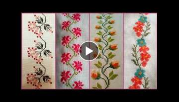 latest and Stylish cross stitches border line pattern very beautiful hand embroidery designs