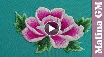 Hand Embroidery : Flower - Pink Peony || Long and Short Stitches (part 2)