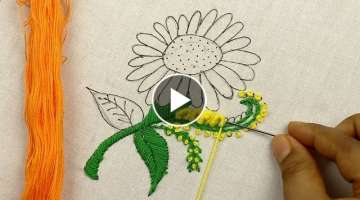 Latest hand embroidery tutorial on Cast on Stitch and Bullion Knots | Gorgeous 3D Flower Embroide...