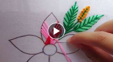 hand embroidery two color modern embroidery flower ,fancy flower design