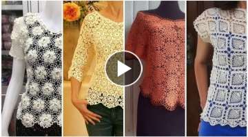 Most Elegant Crochet Flower Mesh tops/Blouses/#women Crochet blouse