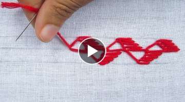 Hand Embroidery, Basic Embroidery Tutorial for Beginner, Easy Border Design