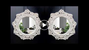 DIY braided cord wall hanging mirror | Easy macrame mirror wall hanging | Tutorial espejo macram...