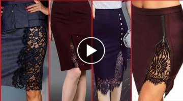 Trendy&Stylish Laces Midi Skirts With Net And Lace Pencil Skirt Designs For Girls