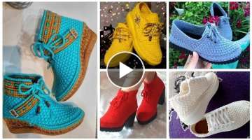 Crochet ladies handmade sneakers and shoes design ideas