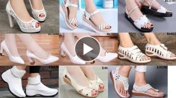 WHITE SANDALS COLLECTION LADIES FOOTWEAR DESIGN WITH PRICE