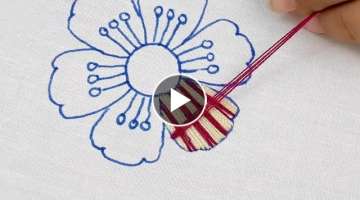 Hand Embroidery amazing flower design#13 with super easy stitch for dress