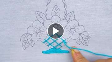 hand embroidery, amazing flower basket embroidery, embroidery flower