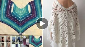 Trendy designer/Boho fashion#fancy​ cotton yarn crochet knitted lace flower applique capelet sh...