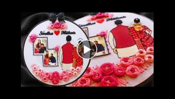Wedding Theme Embroidery Hoop Art/Beautiful Gift Idea/Customized bun hoop/Bride & Groom Design Ho...