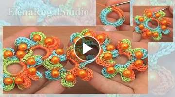 Сrocheted Beaded Flower Lace Tutorial 19 Part 1 of 2