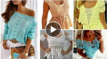 Trendy designer fancy crochet leaves pattern blouse dress for high fashion ladies/Boho crochet to...