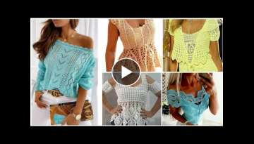 Trendy designer fancy crochet leaves pattern blouse dress for high fashion ladies/Boho crochet to...