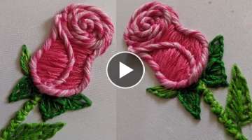 Amazing Hand Embroidery Rose flower design tutorial.2020 New 3d Hand Embroidery Flower design sti...