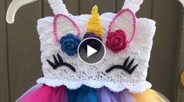 Crochet unicorn ???? tutu 0-3 months # crochet baby dress #crochet tutu