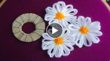 Hand Embroidery Amazing Trick# Sewing Hack With Hizab Pin# Easy Flower Embroidery Trick