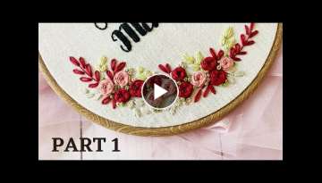 Hoop Art Floral Pattern Complete Tutorial PART 1 | Embroidery by afeei