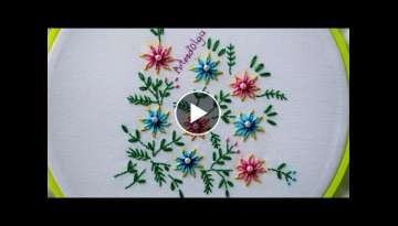 Hand Embroidery: 3 color Lazy daisy stitch Flowers |Flores en puntada margarita tricolor|Artesd'O...