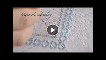 Double cable stitch.Hardanger embroidery process.