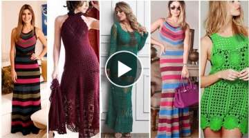 Mind blowing And Eye-catching Crochet Fancy Cotton Yarn Dresses Designs Ideas For Gorgeous Women