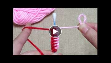 Super Easy Woolen Flower Craft Ideas with Cotton bud - Hand Embroidery Amazing Trick - Wool Desig...