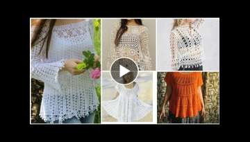 Trendy designer fancy cotton yarn crochet lace flower pattern peplum style beggie blouse for girl...