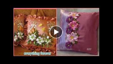 beautiful ribbon embroidery cushions pattern/silk embroidery pillows