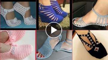 Most unique and stylish fashion Crochet Knitting sandals shoes and ankle boots designes